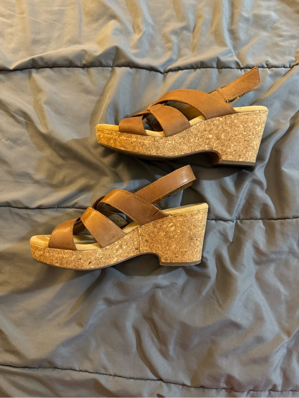 Clarks Brown Leather Crisscross Slingback Sandals - Picture 4 of 12